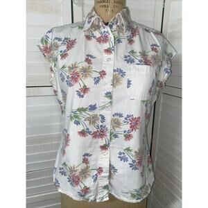 Vintage 90a Y2K Gitano Country Prairie Floral Button Down Tank Top Shirt Medium